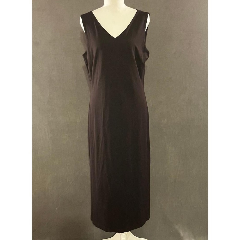 Talbots Petites Black Sleeveless V-Neck Maxi Dress Crisscross Back Size M Petite